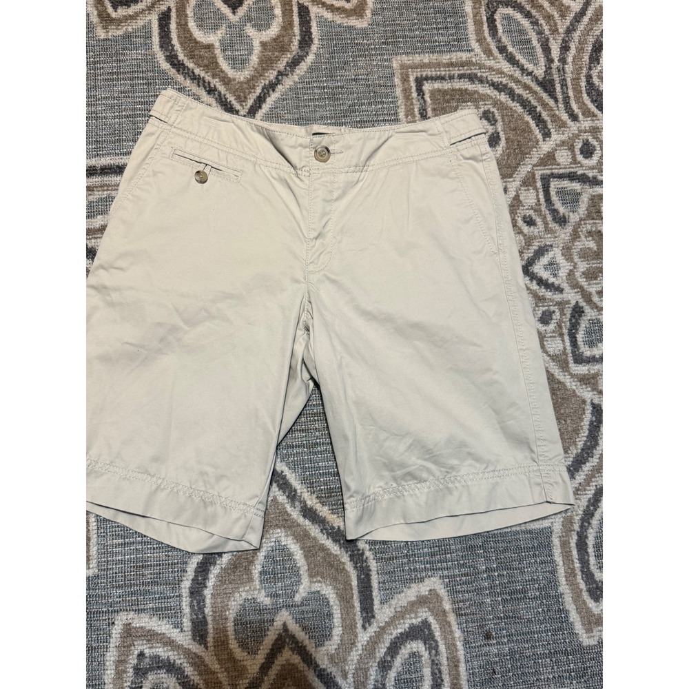 Eddie Bauer Vashon Fit Khaki Chino Shorts Womens 8 Tan Cotton Twill 9 Inseam